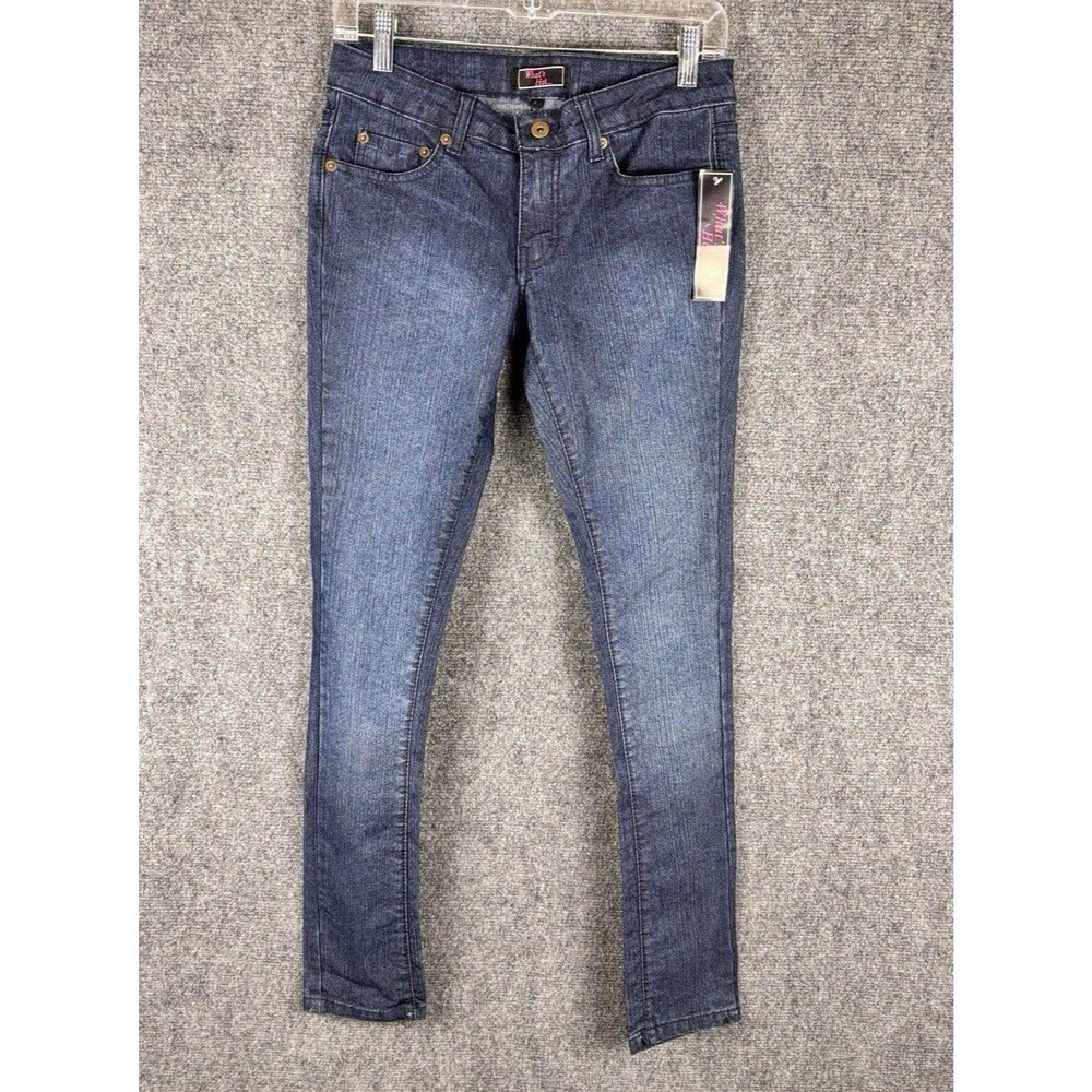 What's Hot Jeans Womens 5 Skinny Jeans Low Rise Dark Wash NWT Y2K Juniors